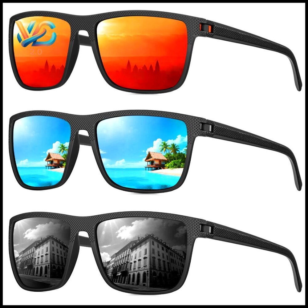Polarized Square‎ Sunglasses UV400 Protection for Driving Fishing Golf